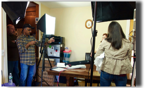 On the set of The Gown
